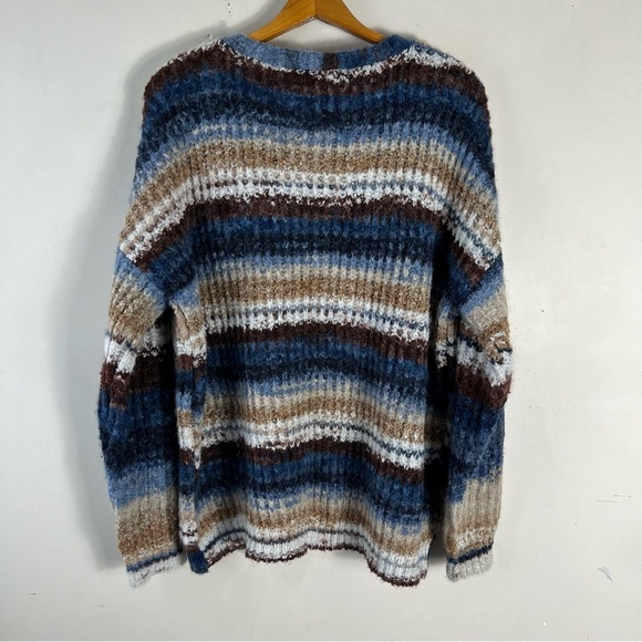 Charlie B Women’s Striped V-neck Sweater Boxy Oversized Sz XL Multi Colour Wool - Picture 6 of 10